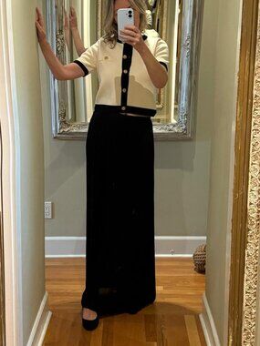 VINCE | Women's Black Pleated Chiffon Skirt (size 6)